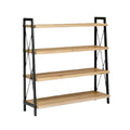 Eenvoudige houten boekenkast met metalen frame