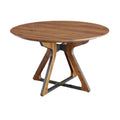 Ronde houten eettafel met metalen onderstel