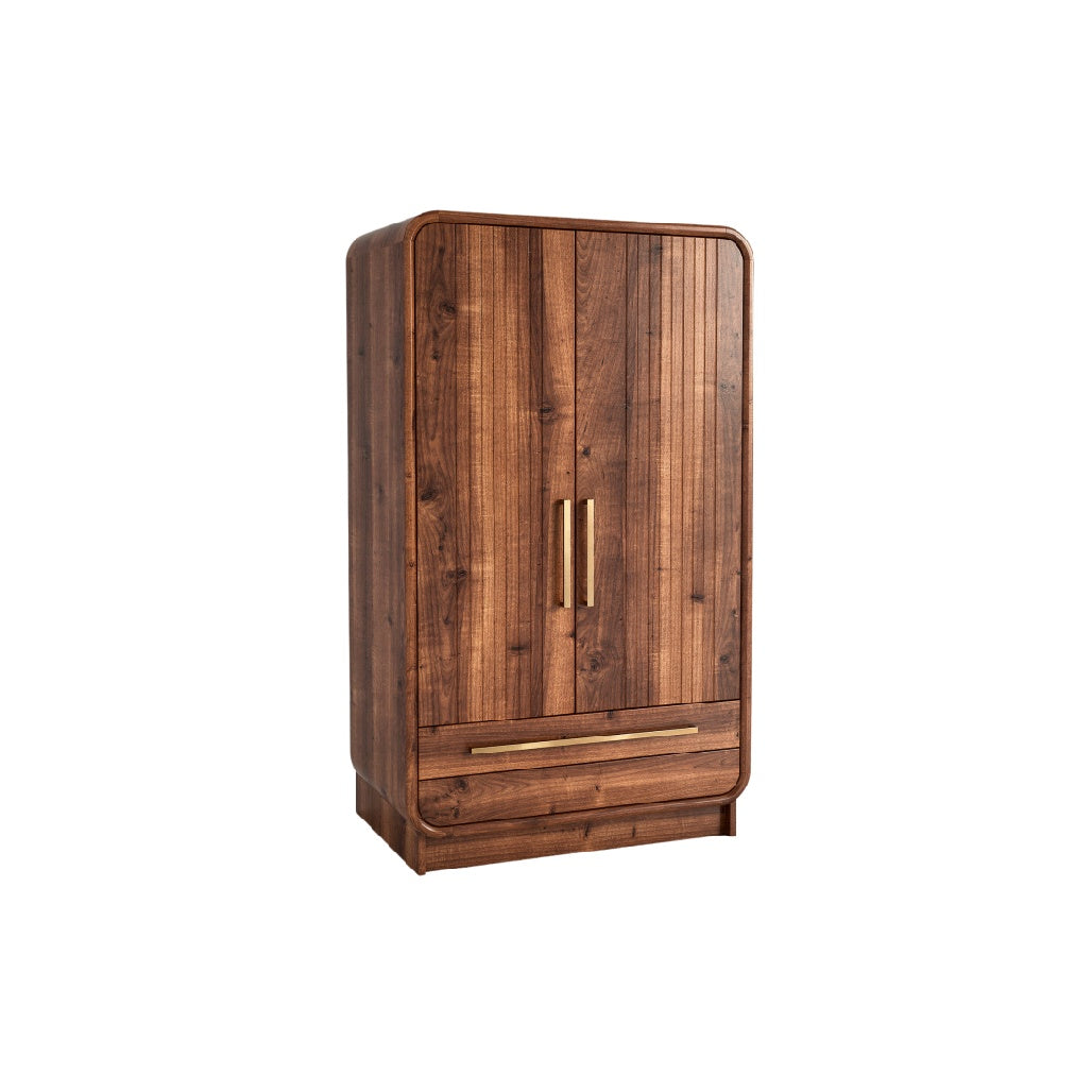 Moderne Houten Kast met Gouden Accenten